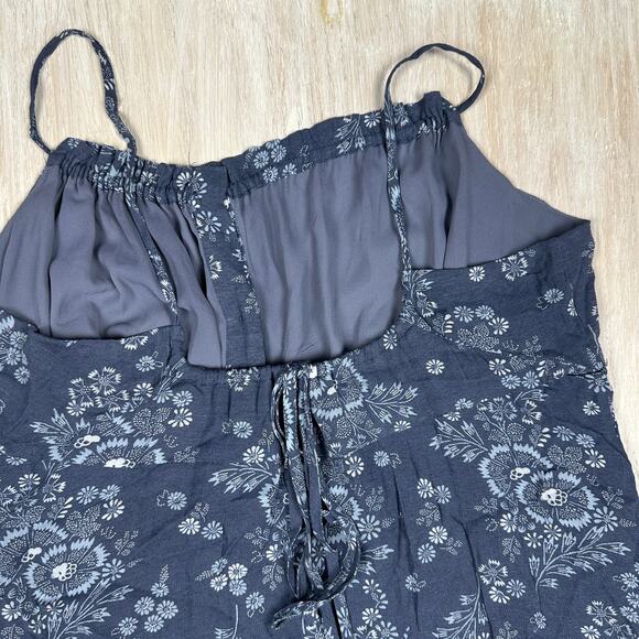 Madewell Indigo Blue Tie Back Button Front Archival Floral Print Midi Dress 8 - Picture 9 of 16